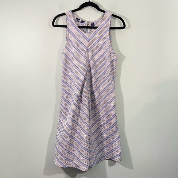 Lands' End Women's Blue Stripes Sleeveless 100% Linen A-line Dress Size S (6-8) - Picture 1 of 8